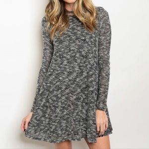 Black and White Long Sleeve Dress